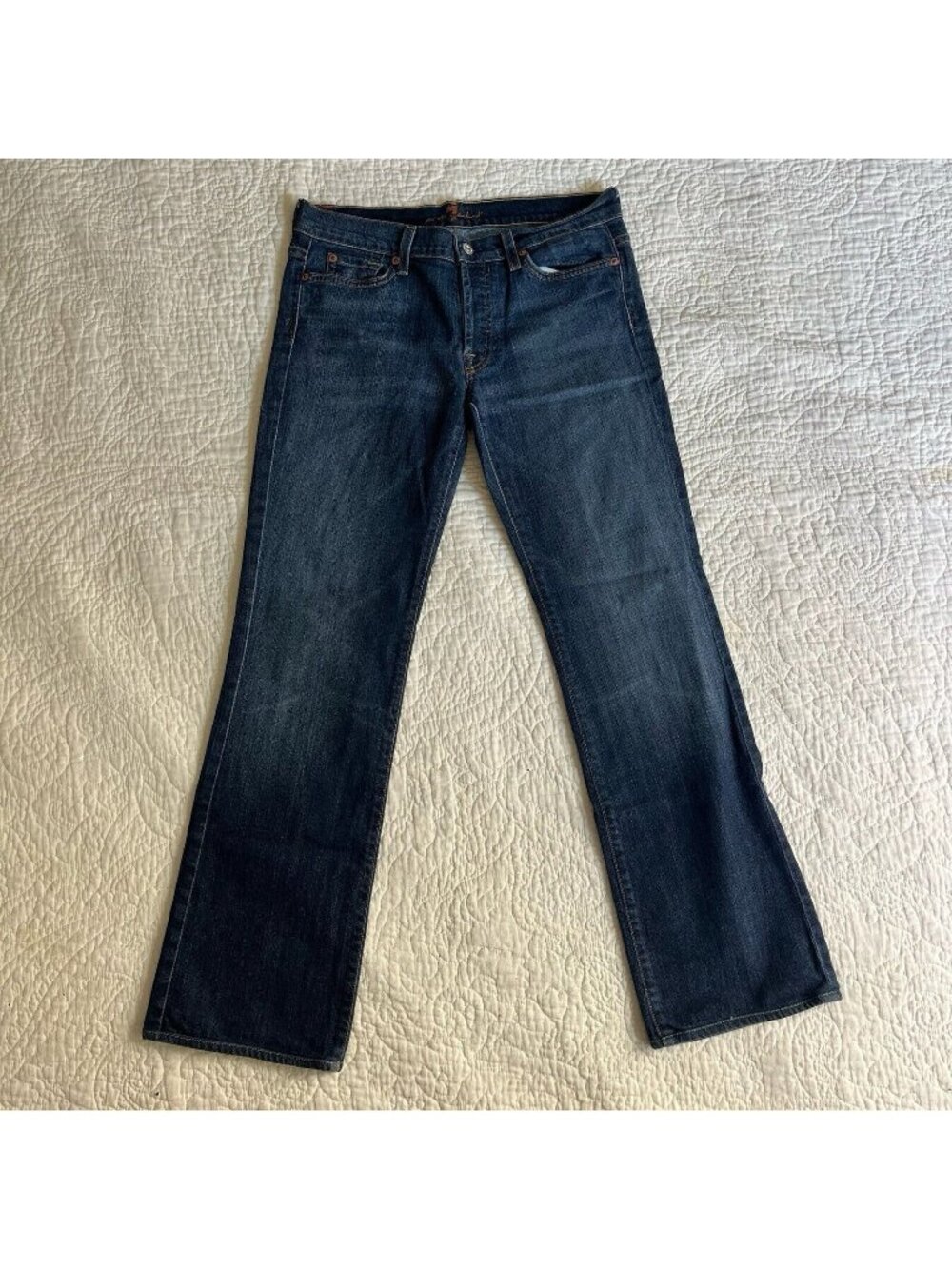 7 For All Mankind Womens Boycut Jeans Mid Rise Faded Wash Button Fly Size 31